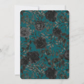 Invitation Noir Turquoise Rose gothique Elégant Mariage (Dos)
