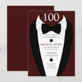 Invitation Noir Tuxedo Bourgogne 100ème anniversaire Invitati (Devant / Derrière)