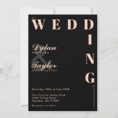 Invitation Noir Typographie Écriture Douce Pêche Mariage (Devant)