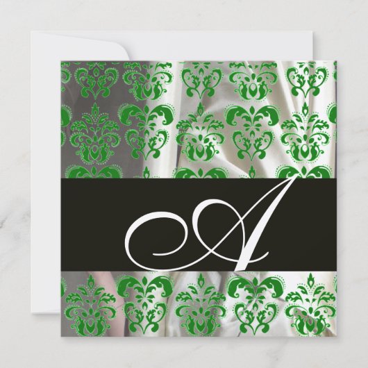 INVITATION NOIR VERT SOIE BLANCHE DOMMASQUE VÊTEMENT MONOGRAM (Devant)
