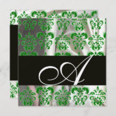 INVITATION NOIR VERT SOIE BLANCHE DOMMASQUE VÊTEMENT MONOGRAM (Devant / Derrière)