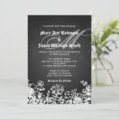 Invitation Noir victorien de Flourish de mariage élégant (Debout devant)