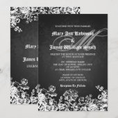 Invitation Noir victorien de Flourish de mariage élégant (Devant / Derrière)