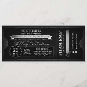 Invitation noir vintage d'invitation de billet de mariage