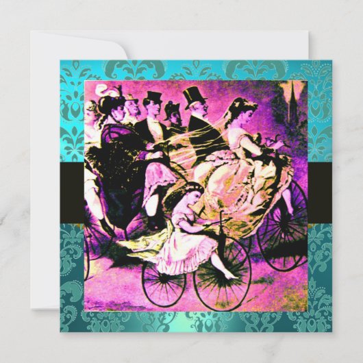 INVITATION NOIR VIOLET BLEU BICYCLETTE MARIAGE DAMAS INITIALE (Devant)