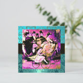 INVITATION NOIR VIOLET BLEU BICYCLETTE MARIAGE DAMAS MONOGRAM (Debout devant)