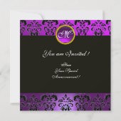 Invitation NOIR VIOLET DAMAS MONOGRAMME, améthyste (Dos)