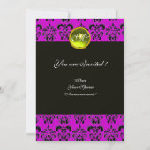 Invitation NOIR VIOLET DAMAS MONOGRAMME, topaze jaune (Dos)