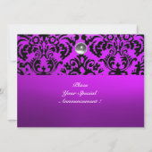 Invitation NOIR & VIOLET DAMASSÉ PIERRE GEMME MONOGRAMME glac (Dos)