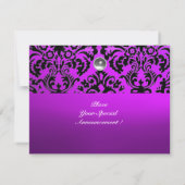 Invitation NOIR & VIOLET DAMASSÉ PIERRE GEMME MONOGRAMME glac (Dos)