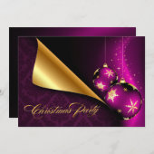 Invitation Noir violet Élégant Embellisement d'or Noël (Devant / Derrière)