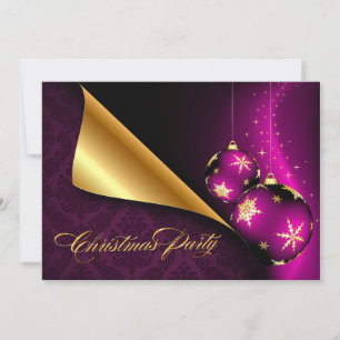 Invitation Noir violet Élégant Embellisement d'or Noël