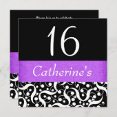 Invitation Noir violet élégant pour toutes célébrations d'âge (Devant / Derrière)