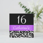 Invitation Noir violet élégant pour toutes célébrations d'âge (Debout devant)