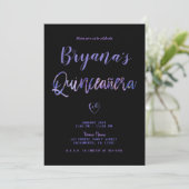 Invitation Noir violet Marbre Or Chic Glam 15 Quinceañera (Debout devant)