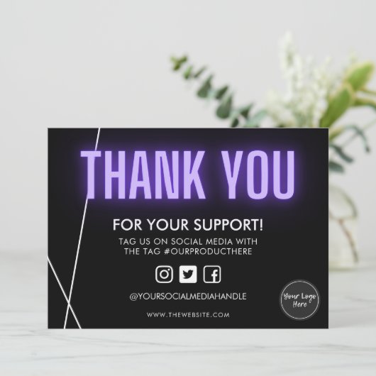 Invitation Noir violet Merci noir Logo Média Insertion (Debout devant)