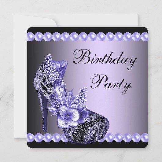 Invitation Noir violet talons hauts Chaussures fête d'anniver (Devant)