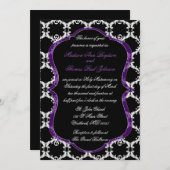Invitation noire, blanche, et pourpre de mariage (Devant / Derrière)