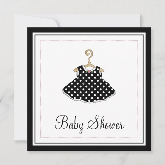 Invitation noire de baby shower de la robe de (Devant)