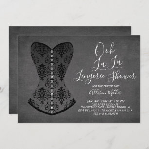 Invitation noire de Fête de la mariée de lingerie