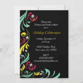 Invitation noire de fête de Noël de Gold Fleur de (Dos)