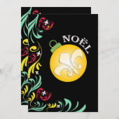Invitation noire de fête de Noël de Gold Fleur de (Devant / Derrière)