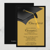 Invitation noire de fête de remise des diplômes de (Devant / Derrière)