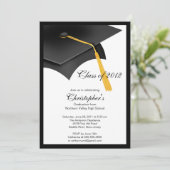 Invitation noire de fête de remise des diplômes de (Debout devant)