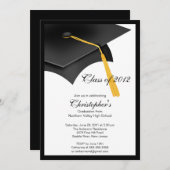 Invitation noire de fête de remise des diplômes de (Devant / Derrière)