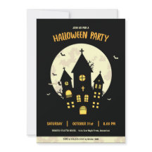 Invitation noire de la Maison de la fête d'Hallowe