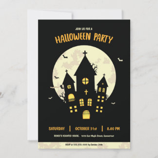 Invitation noire de la Maison de la fête d'Hallowe