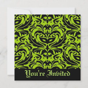 Invitation noire de Mascarade verte Halloween