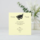 Invitation noire de masques de comédie et de (Debout devant)