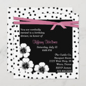 Invitation noire et blanche d'anniversaire de (Devant / Derrière)