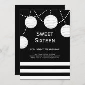 Invitation noire et blanche d'anniversaire de (Devant / Derrière)