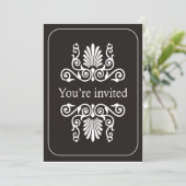 Invitation noire et blanche de fête d'anniversaire (Debout devant)