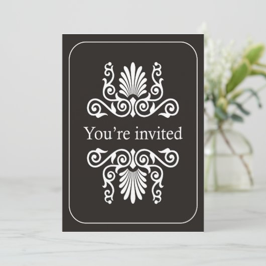 Invitation noire et blanche de fête d'anniversaire (Debout devant)