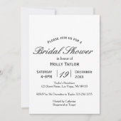 Invitation noire et blanche de Fête de la mariée (Devant)