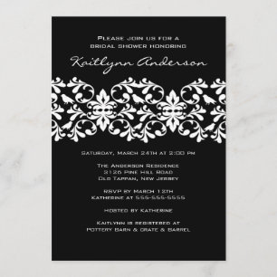 Invitation noire et blanche de Fête de la mariée