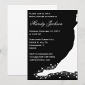 Invitation noire et blanche de Fête de la mariée (Devant / Derrière)