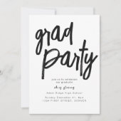 Invitation noire et blanche de Grad Party (Devant)