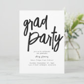 Invitation noire et blanche de Grad Party (Debout devant)