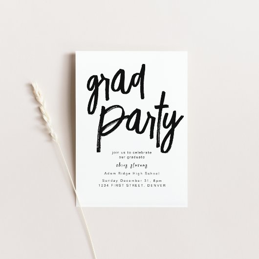Invitation noire et blanche de Grad Party