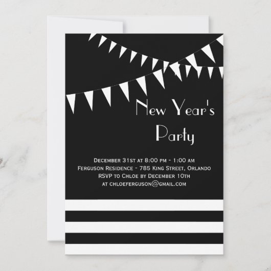 Invitation noire et blanche de la partie de (Devant)