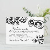Invitation noire et blanche de mascarade (Debout devant)