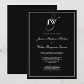 Invitation noire et blanche de monogramme (Devant / Derrière)