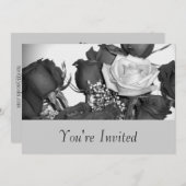 Invitation noire et blanche de rose (Devant / Derrière)