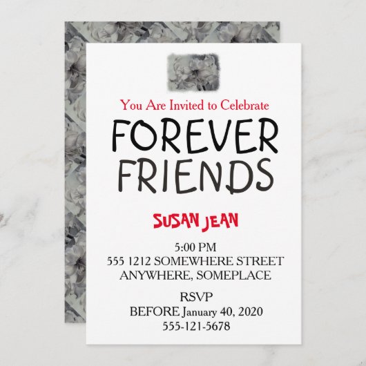 INVITATION NOIRE ET BLANCHE DU PARTI AMARLLIS (Devant / Derrière)