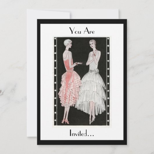 invitation noire et blanche élégante de partie des (Devant)