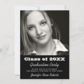 Invitation noire et blanche élégante d'obtention (Devant)